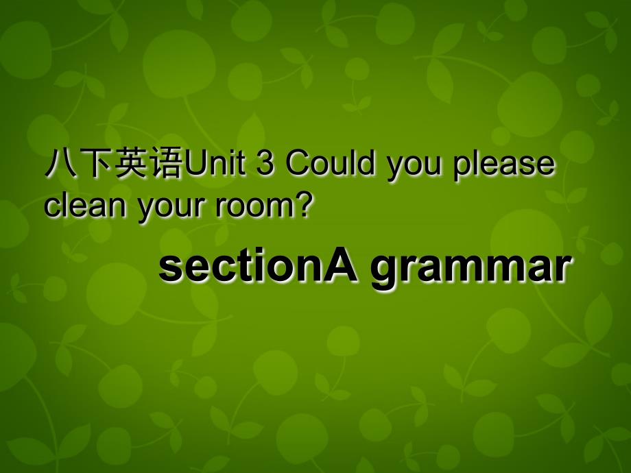 湖北省荆州市沙市第五中学八年级英语下册 Unit 3 Could you please clean your room课件2 （新版）人教新目标版_第1页