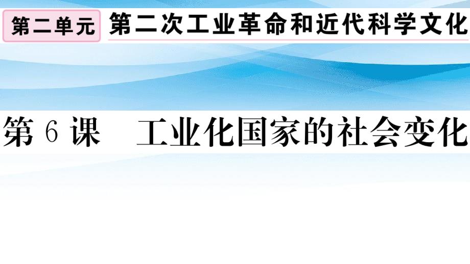 (安徽专版)九年级历史下册第二单元第二次工业革命和近代科学文化第6课工业化国家的社会变化习题课件新人_第1页