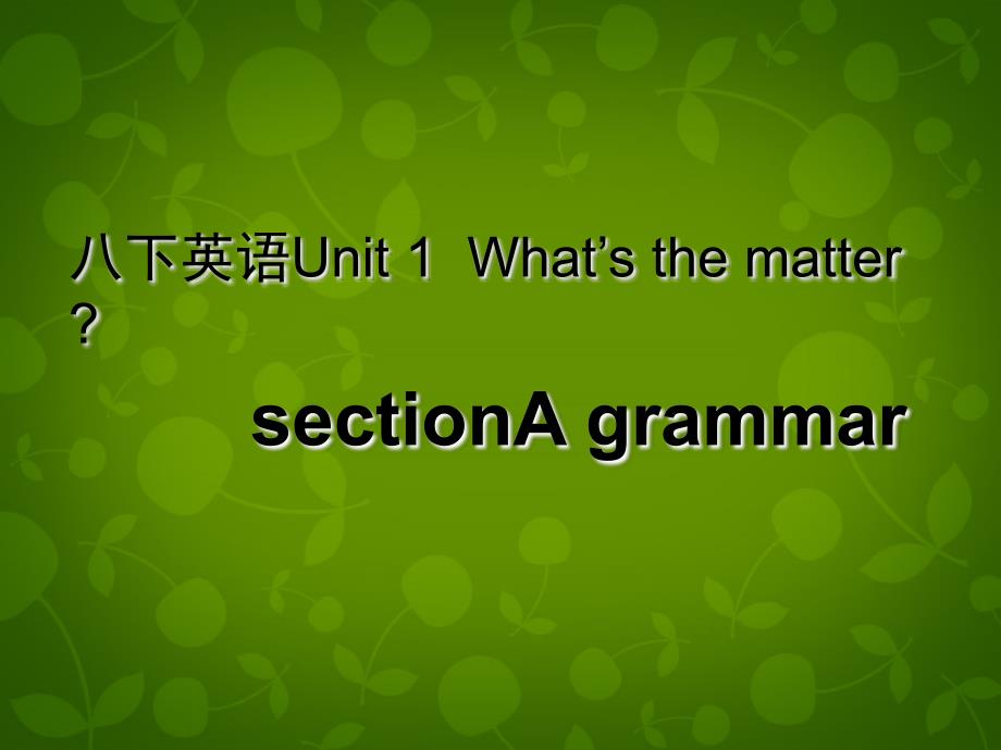 湖北省荆州市沙市第五中学八年级英语下册 Unit 1 What’s the matter课件2 （新版）人教新目标版_第1页