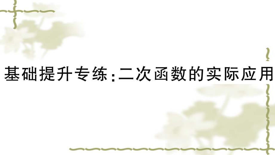 (新版)新人教版九年级数学上册第22章二次函数基础提升专练二次函数的实际应用课件-_第1页