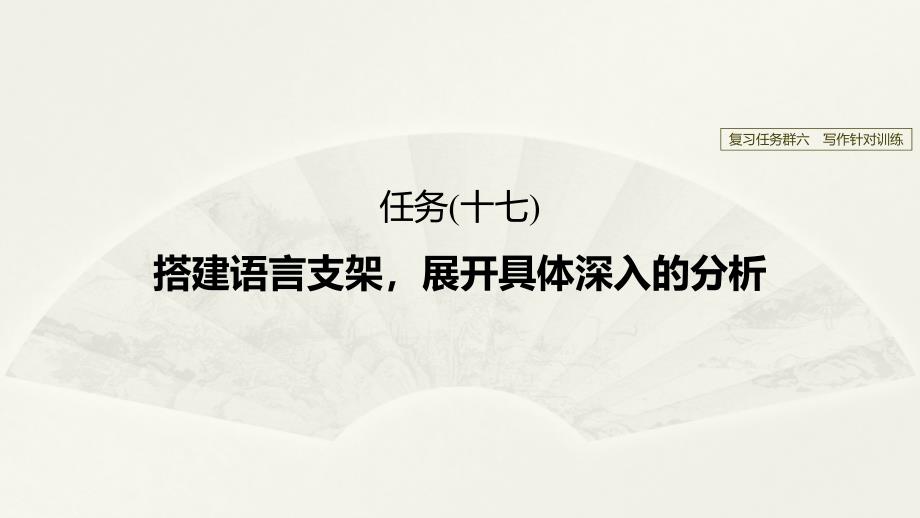 2020高考语文二轮复习-写作针对训练任务十七搭建语言支架展开具体深入的分析课件_第1页