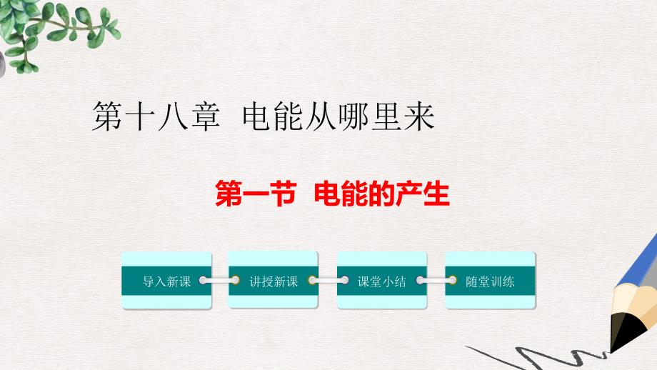 2019春九年级物理全册-第十八章-第一节-电能的产生教学课件(新版)沪科版_第1页