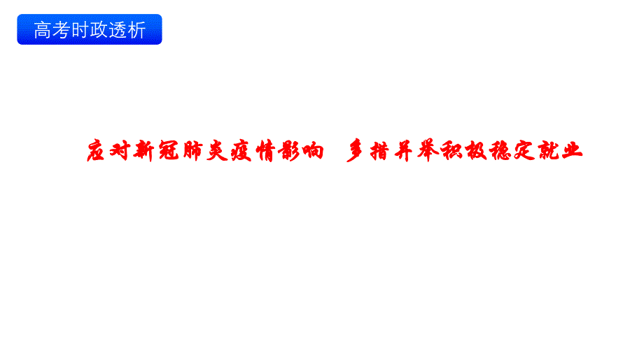 2020高考时政透析08-应对新冠肺炎疫情影响---多措并举积极稳定就业+仿真训练课件_第1页