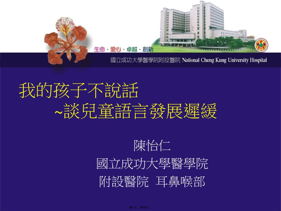 我的孩子不说话谈儿童语言发展迟缓(共45张PPT)_第1页