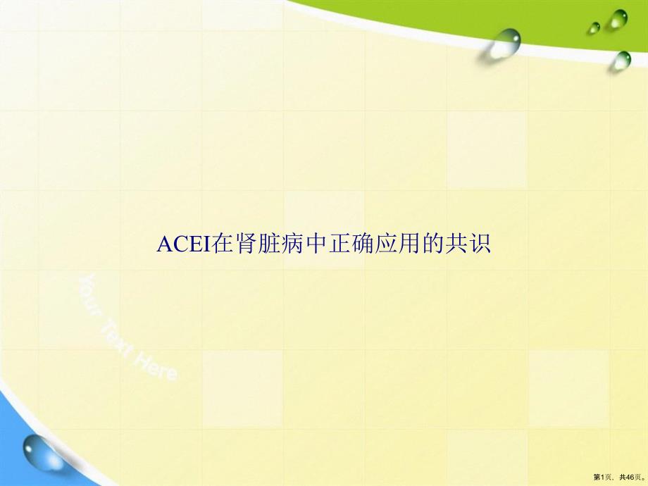 ACEI在肾脏病中正确应用的共识讲课课件_第1页