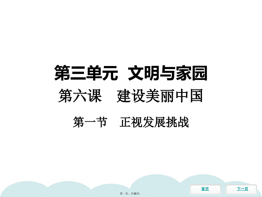 上册第六课第一节正视发展挑战同步冲刺课件部编版道德与法治九年级全一册_第1页