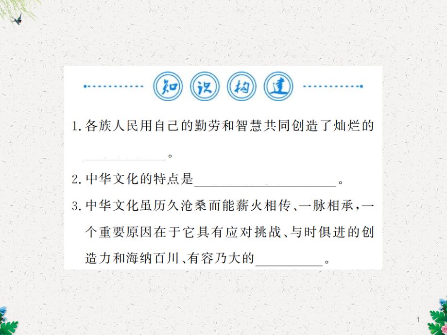 九年级道德与法治上册习题课件：第三单元-文明与家园-整理与复习_第1页