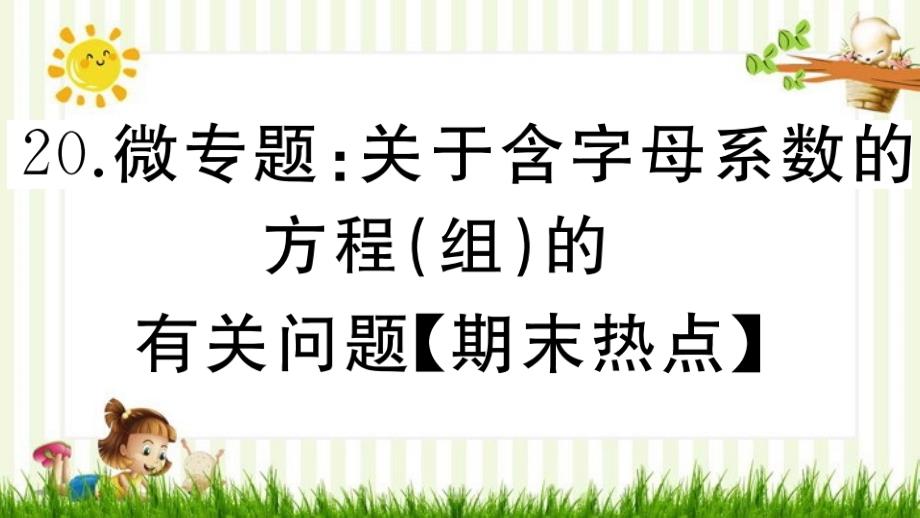 九寨沟县某中学八年级数学上册-第五章-二元一次方程组-微专题：关于含字母系数的方程组的有关问题【期末热课件_第1页