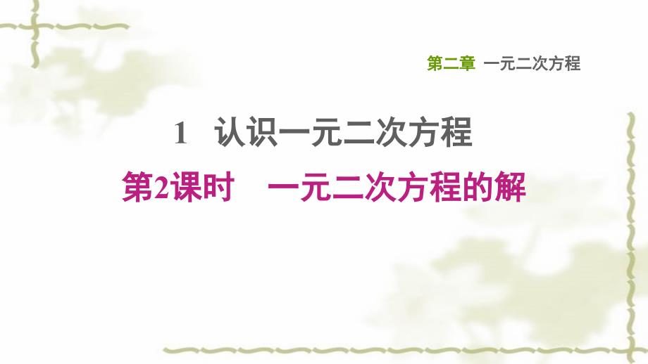 九年级数学上册第二章一元二次方程1认识一元二次方程第2课时一元二次方程的解习题课件_第1页