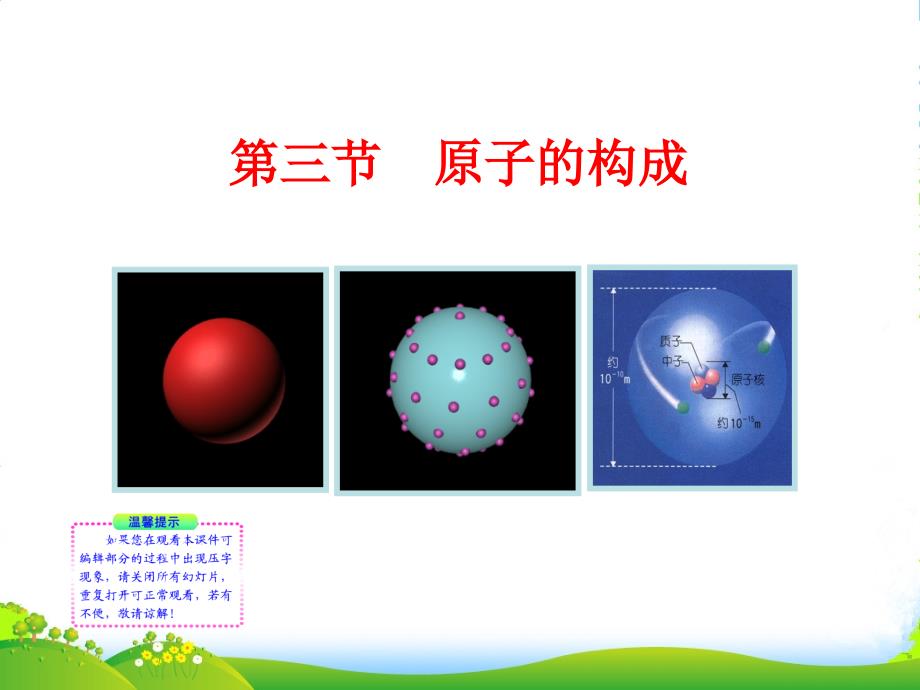 九年级化学上册-第三节-原子的构成同步授课课件-鲁教版_第1页