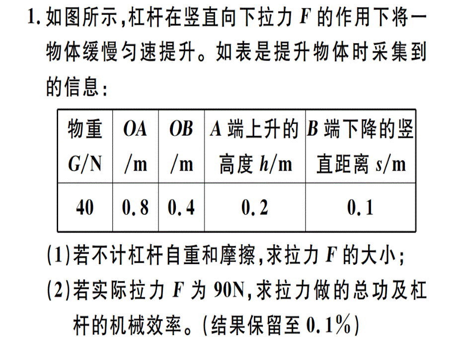 八年级物理下册-微专题七-简单机械的相关计算习题课件-(新版)新人教版_第1页