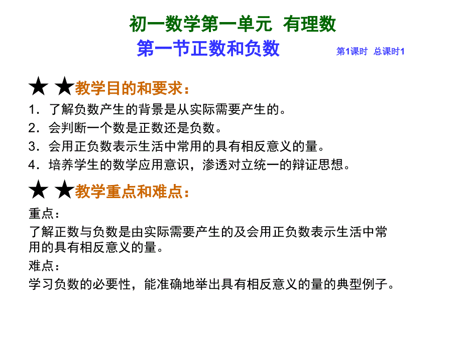 初一数学第一单元第一节正数负数1案例_第1页