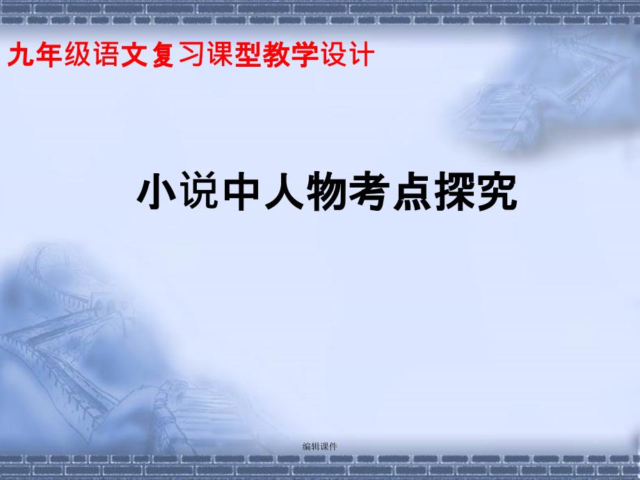 北师大版九年级语文复习课型《小说中人物考点探究》教学设计课件_第1页