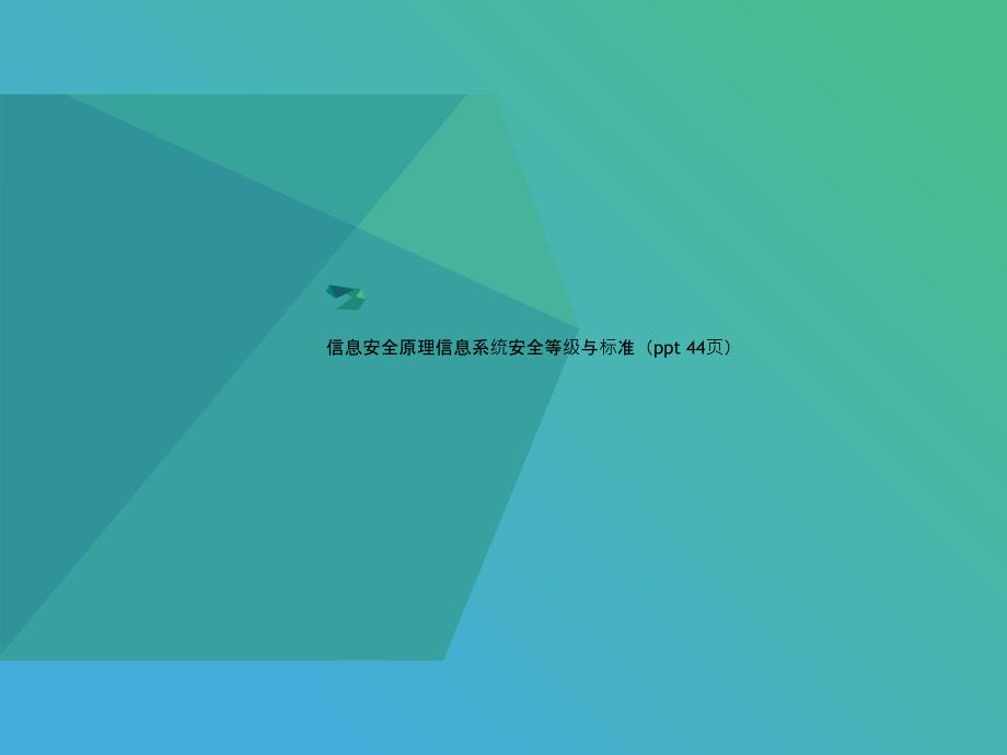 信息安全原理信息系统安全等级与标准课件_第1页