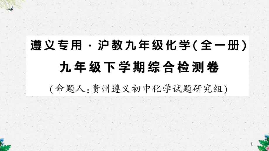 沪教版九年级全册化学习题课件：九下综合检测卷_第1页