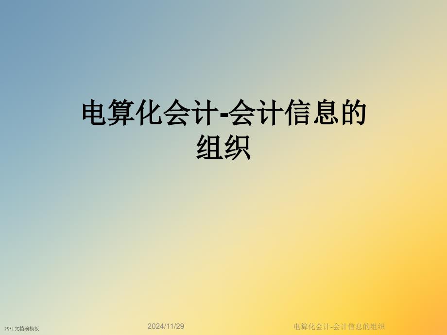 电算化会计-会计信息的组织课件_第1页