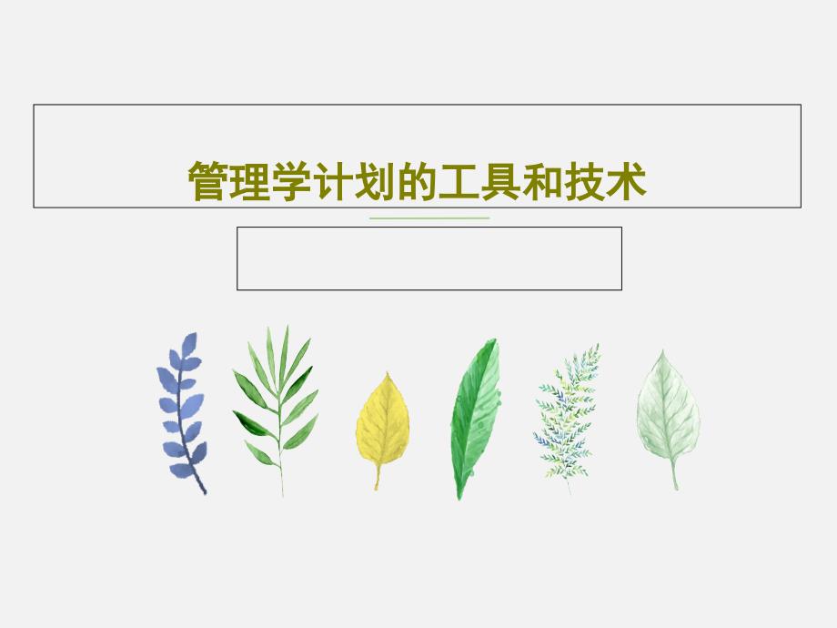 管理学计划的工具和技术课件_第1页