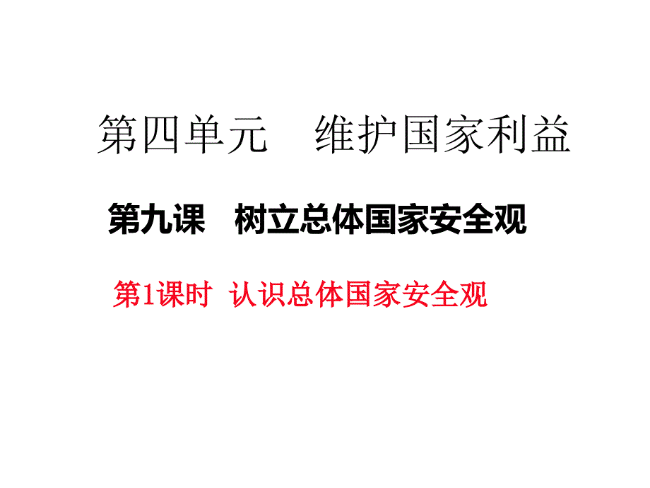 部编版八年级道德与法治上册第九课《树立总体国家安全观--认识总体国家安全观》课件-4_第1页