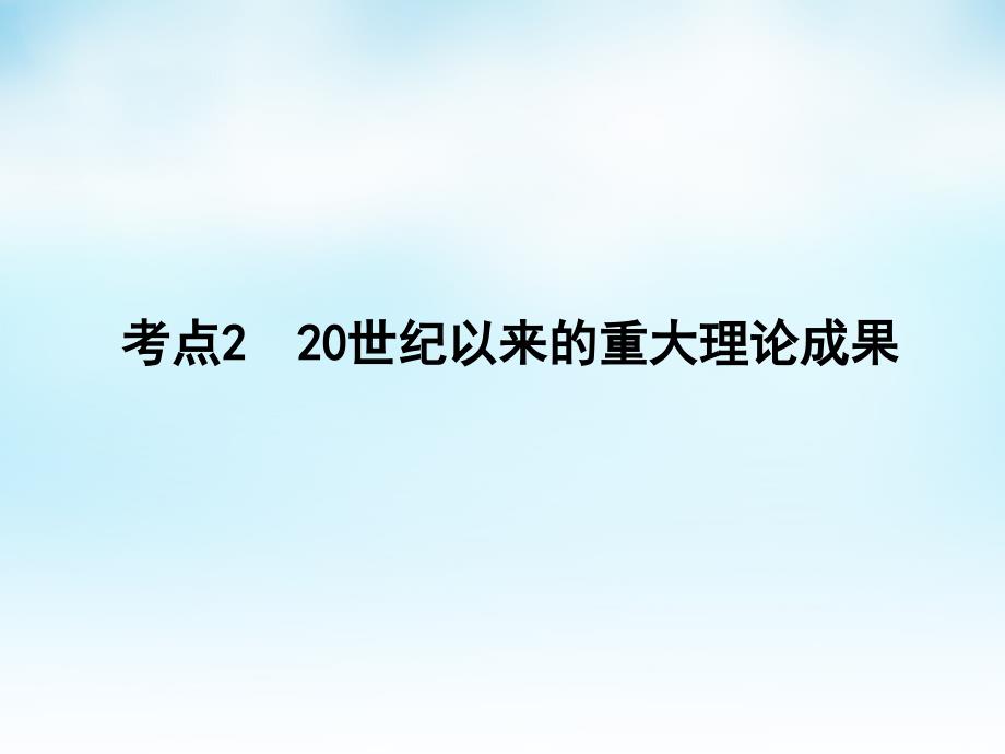 届高考历史一轮复习 第15单元 考点2 20世纪以来的重大理论成果课件_第1页