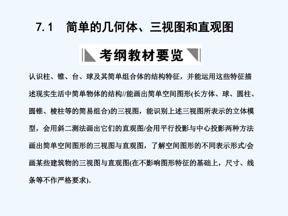 【创新设计】2011届高三数学一轮复习 简单的几何体、三视图和直观图课件 北师大版_第1页