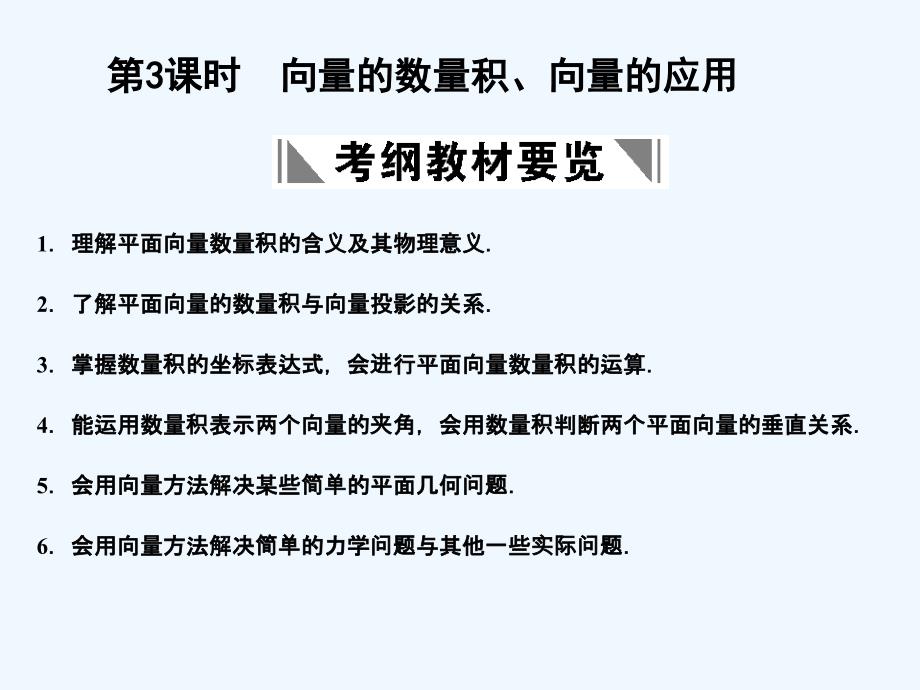 【创新设计】2011届高三数学一轮复习 4-3向量的数量积、向量的应用课件 理 苏教版_第1页