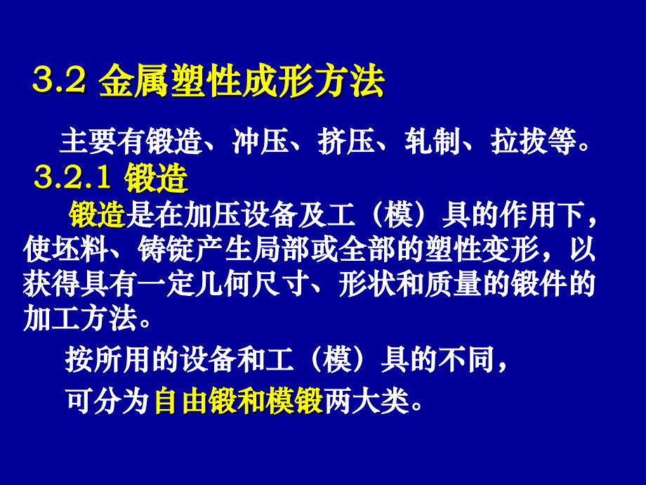 材料成形技术课件3.2_金属塑性成形方法_第1页