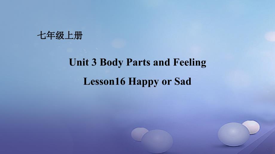 七年级英语上册Unit3BodyPartsandFeelingLesson16HappyorSad课件新版冀教版_第1页