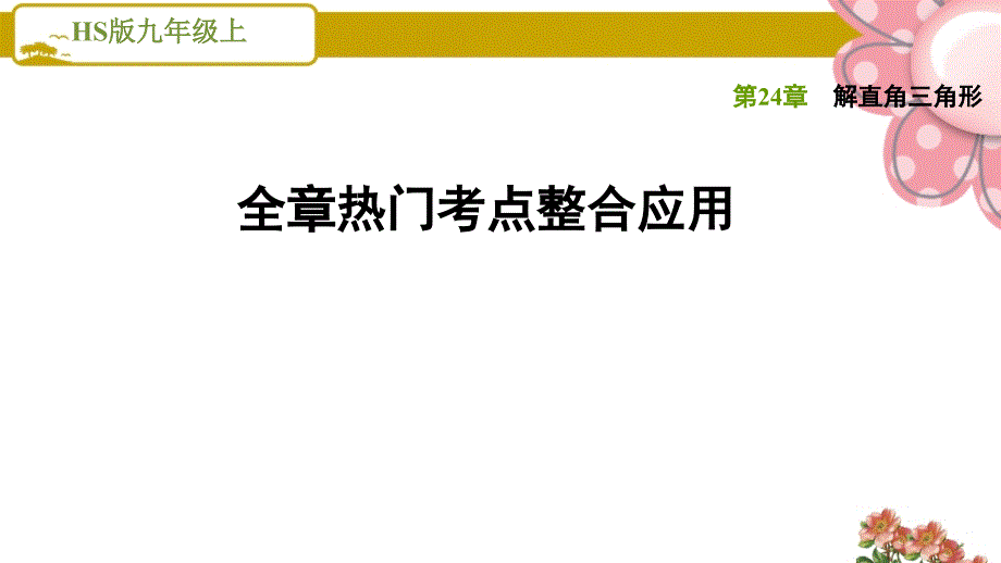 华师版九年级数学上册《解直角三角形》全章热门考点整合应用课件_第1页