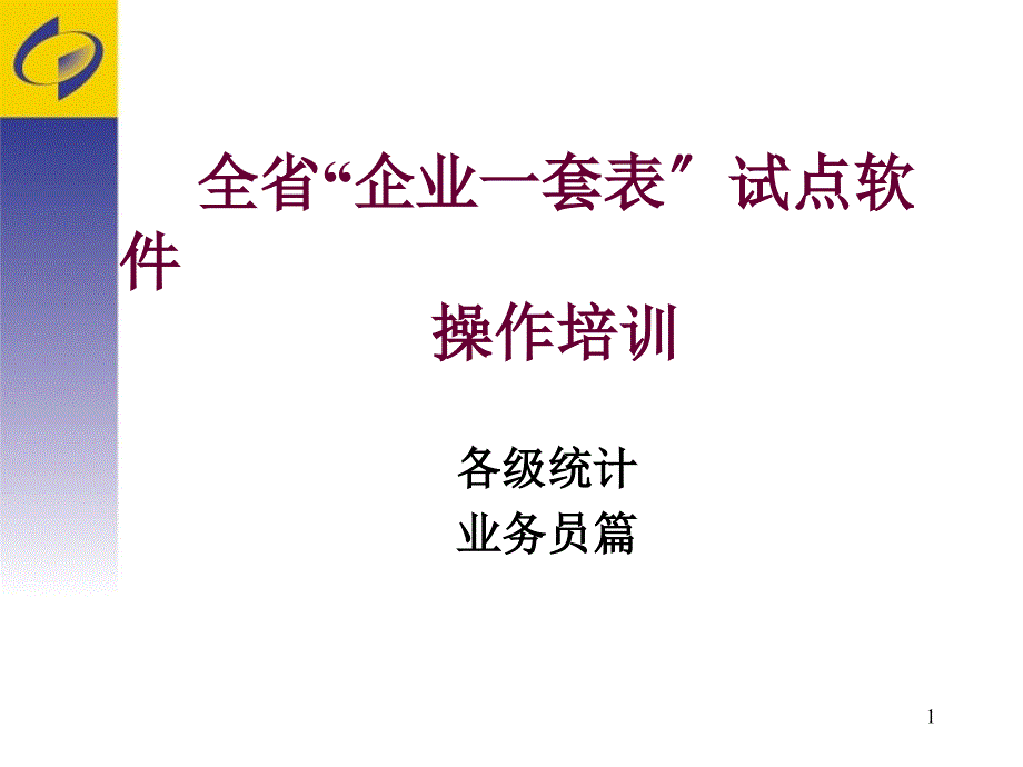 全省企业一套表试点软件操作培训_第1页