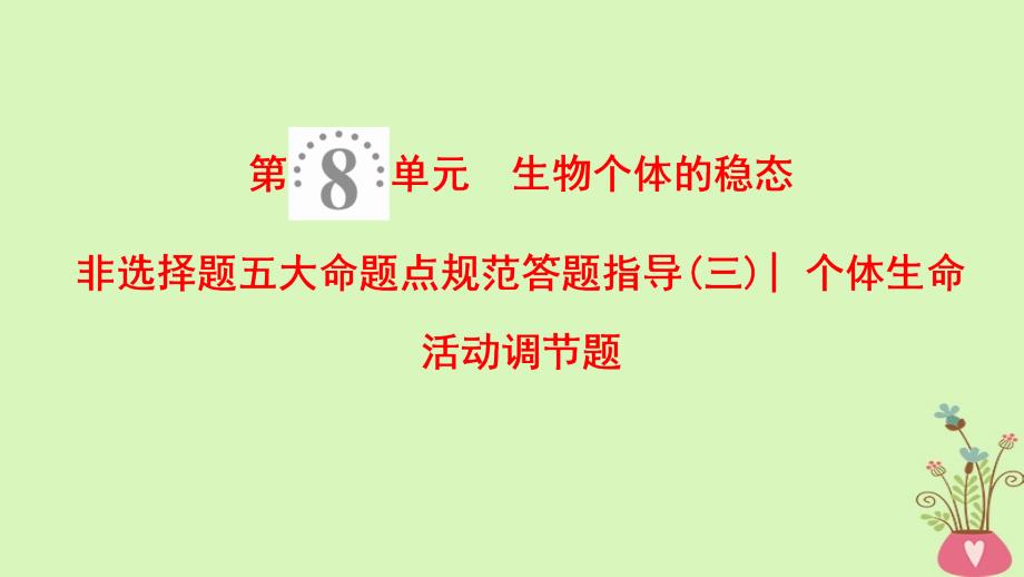 高考生物一轮复习第8单元生物个体的稳态非选择题五大命题点规范答题指导三个体生命活动调节题课件苏教版_第1页