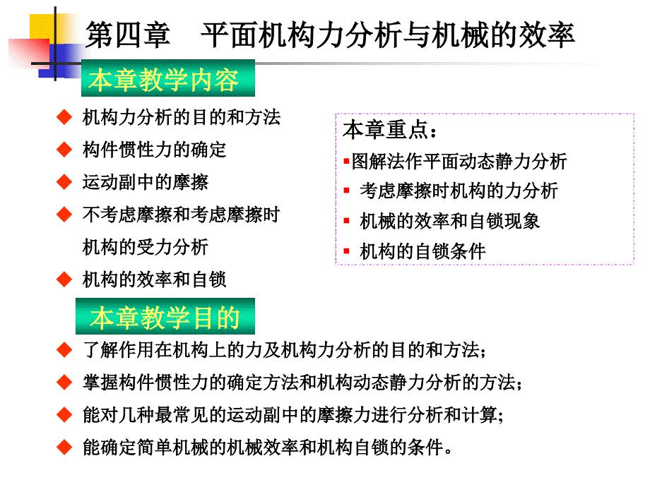 第四章平面机构力分析与机械的效率_第1页