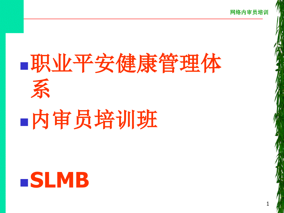 职业安全健康管理体系内审员培训班--OSHMS标准（上）_第1页