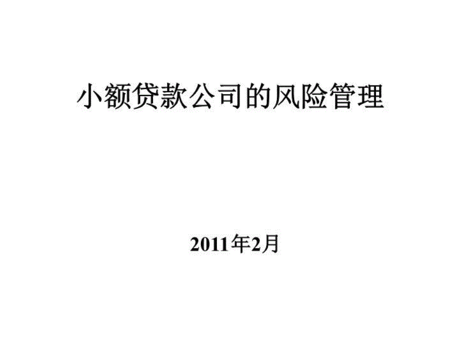 小额贷款公司风险管理讲座课件_第1页