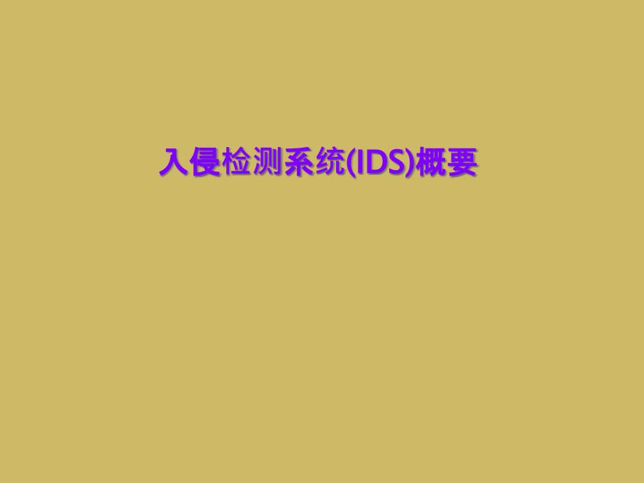 入侵检测系统(IDS)概要课件_第1页