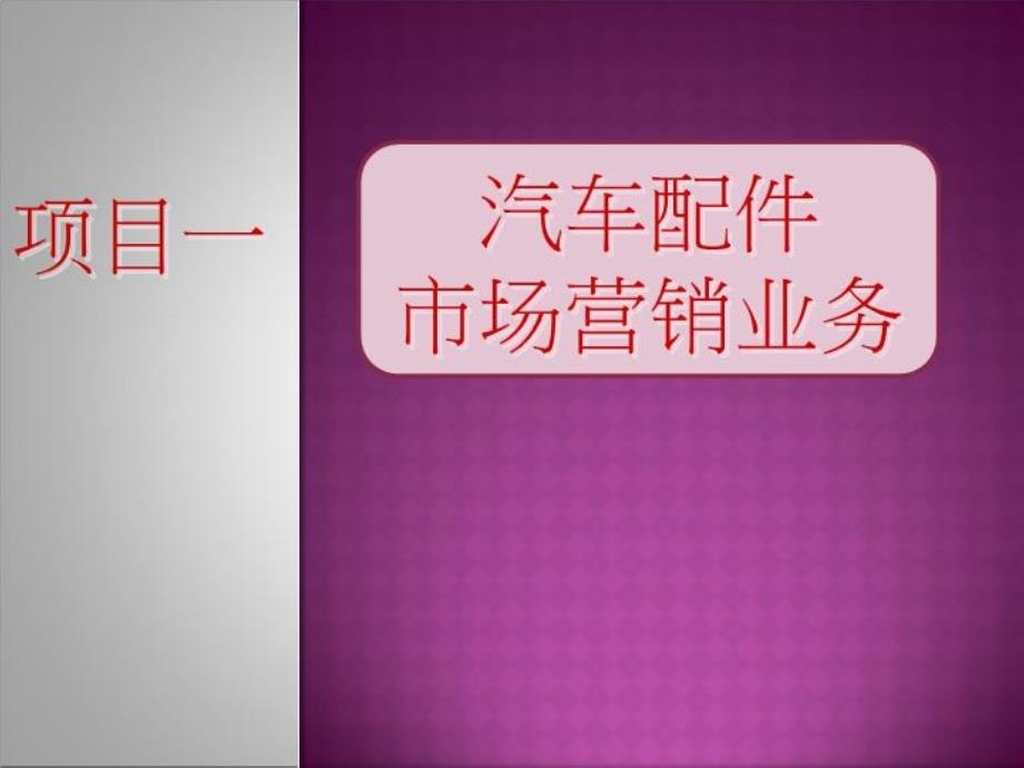 汽车配件市场营销之任务1客户接待教学文稿课件_第1页