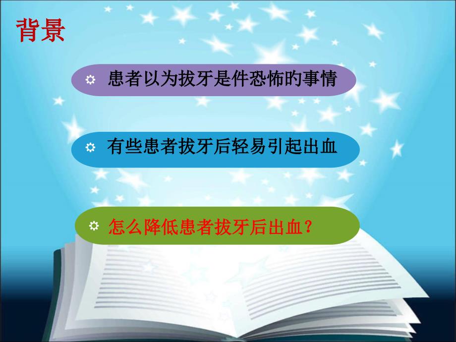 最新口腔科品管圈减少拔牙后出血主题讲座课件_第1页